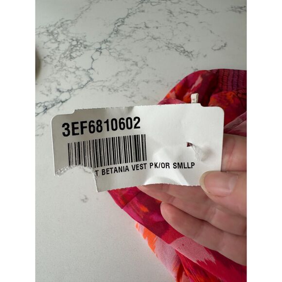 NWT Soft Surroundings Betania Vest Open Front Red Pink Size Petite Small - Picture 2 of 7